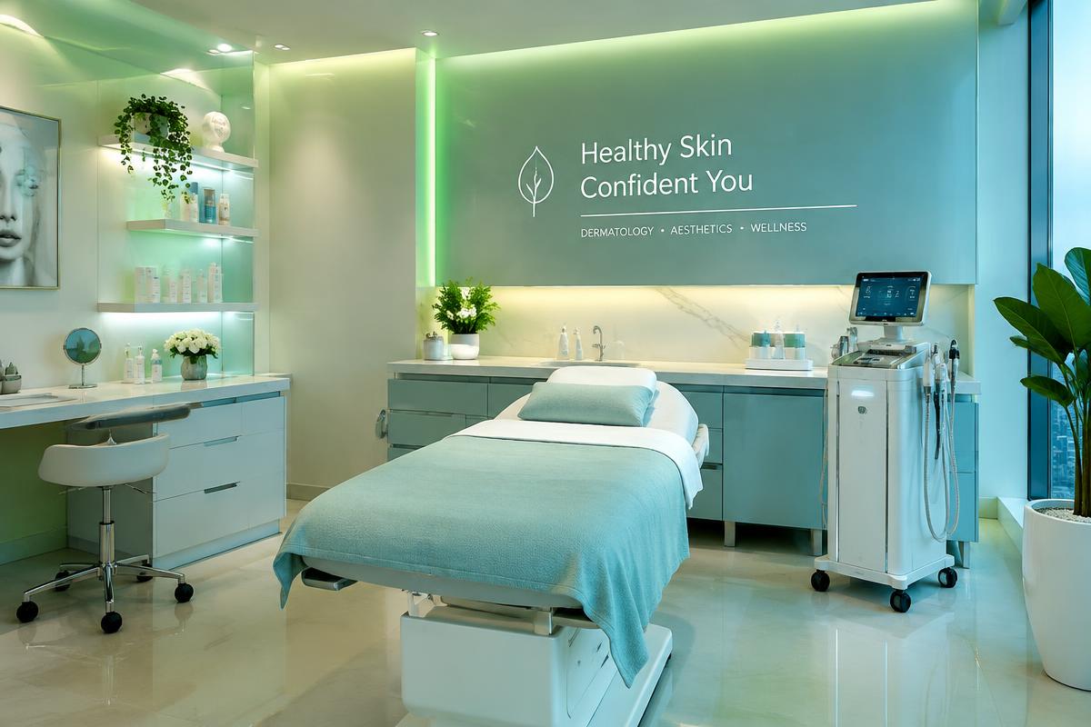 Modern dermatology treatment room